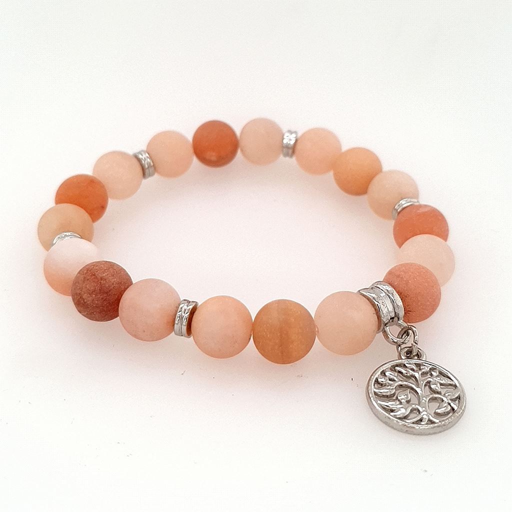 matte orange jasper tree of life bracelet