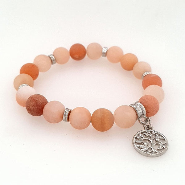 Orange Jasper Bracelet with Tree of Life Charm 10mm