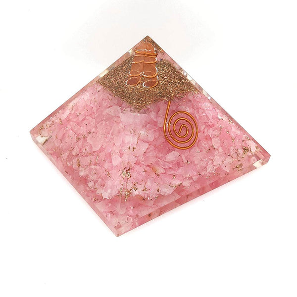 Orgonite Pyramid with Rose Quartz Crystals