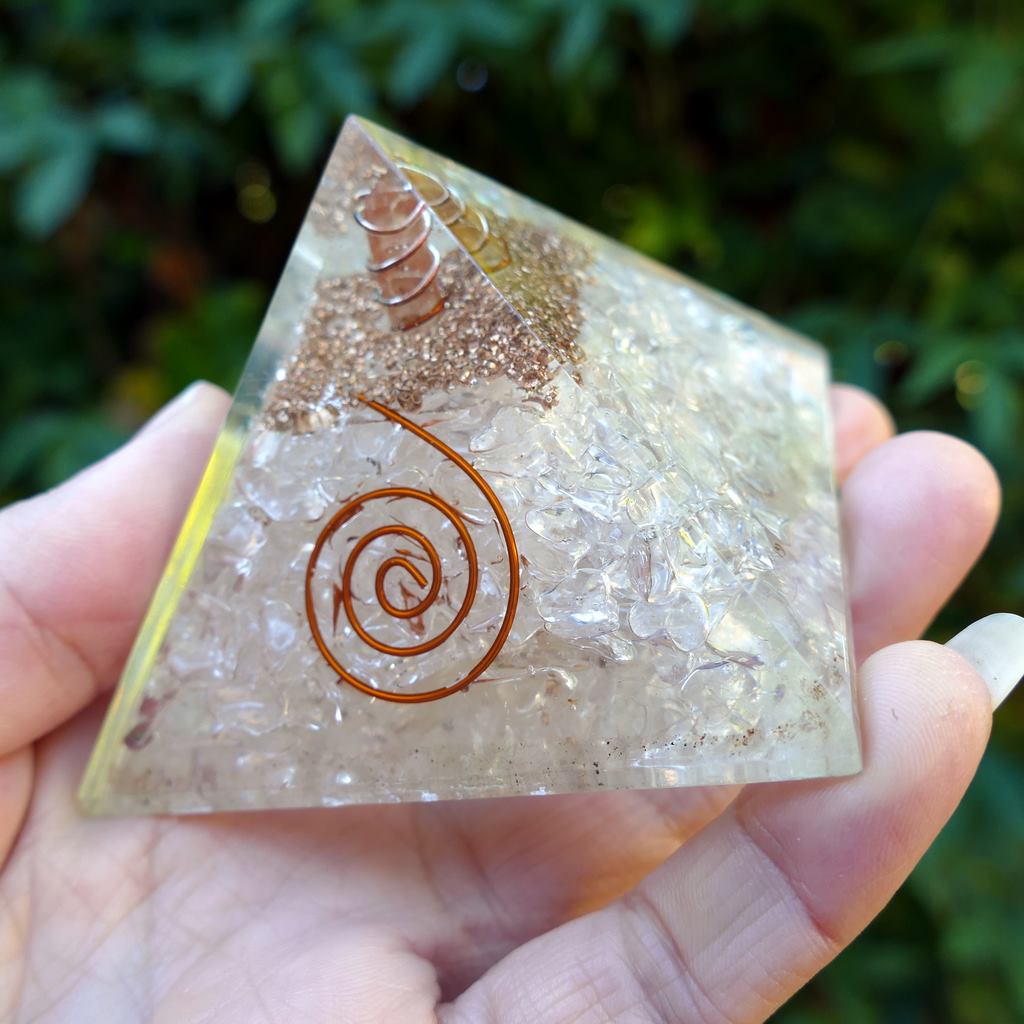 Orgonite Pyramid with Clear Quartz Crystals