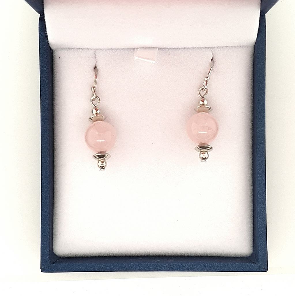 Rose Quartz Drop Earrings Polished