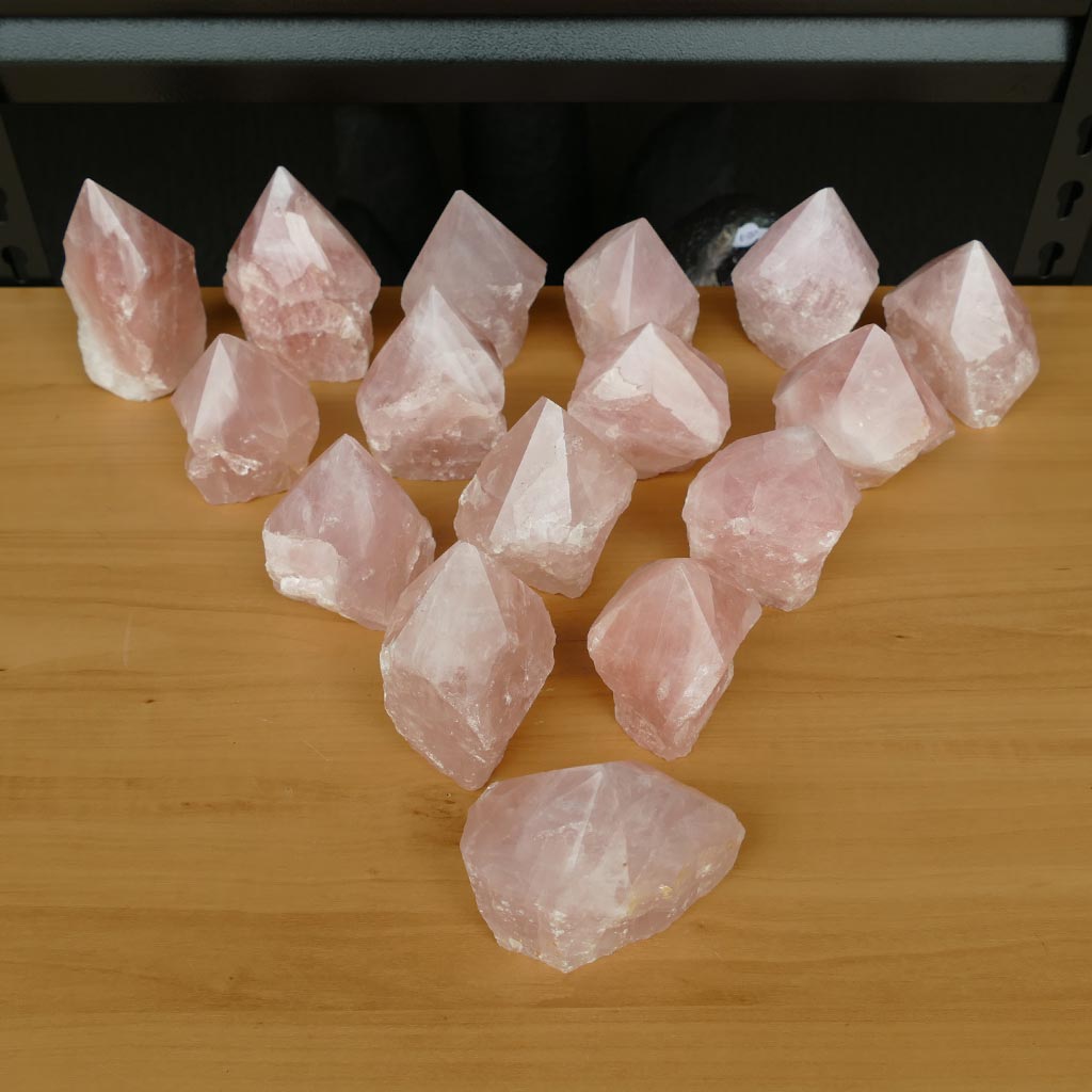 rose quartz semi polished points
