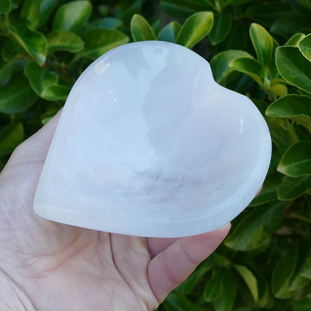 Selenite Cleansing Trinket Bowl Heart Shaped