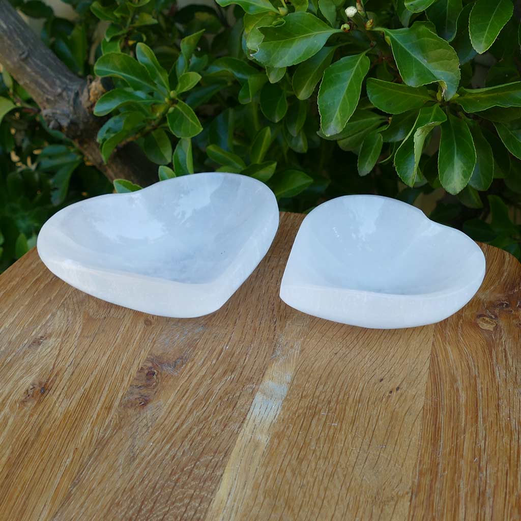 Selenite Cleansing Trinket Bowl Heart Shaped