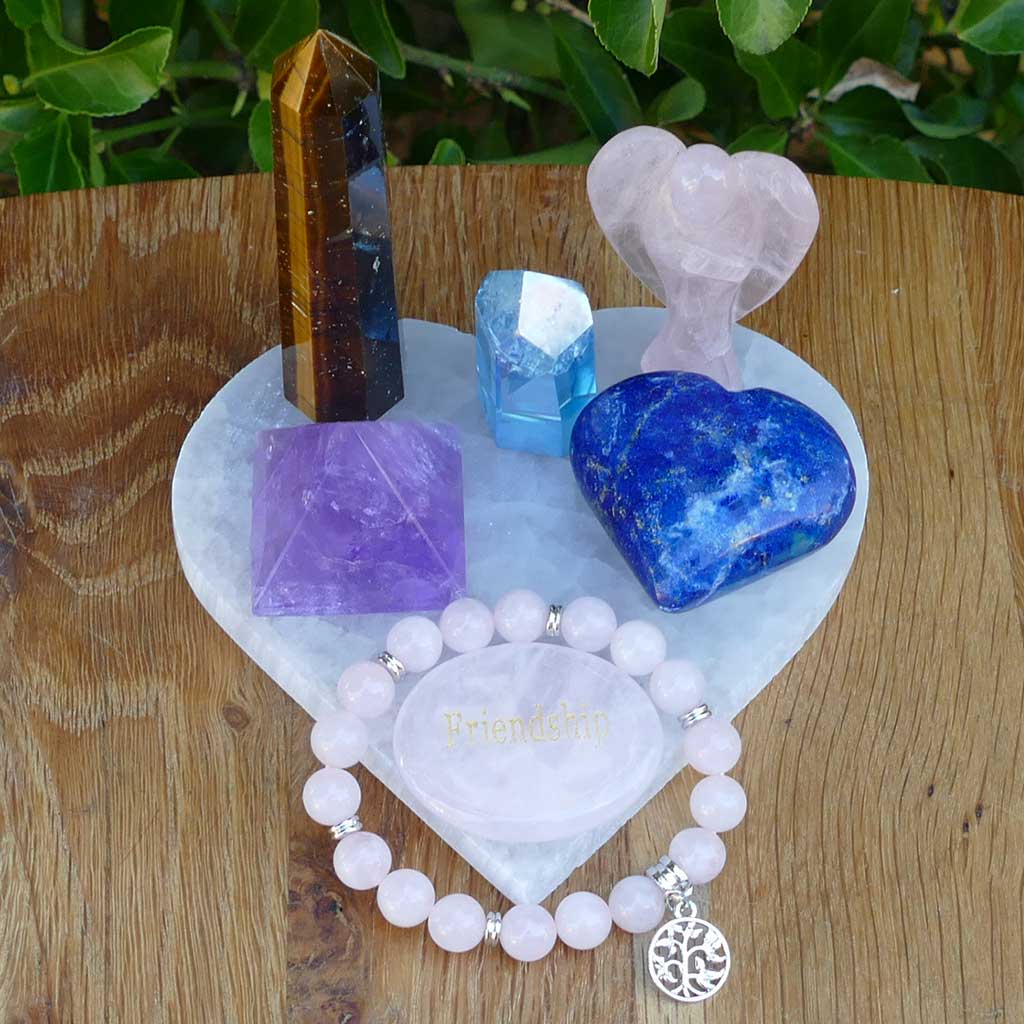 selenite charging plate heart shaped