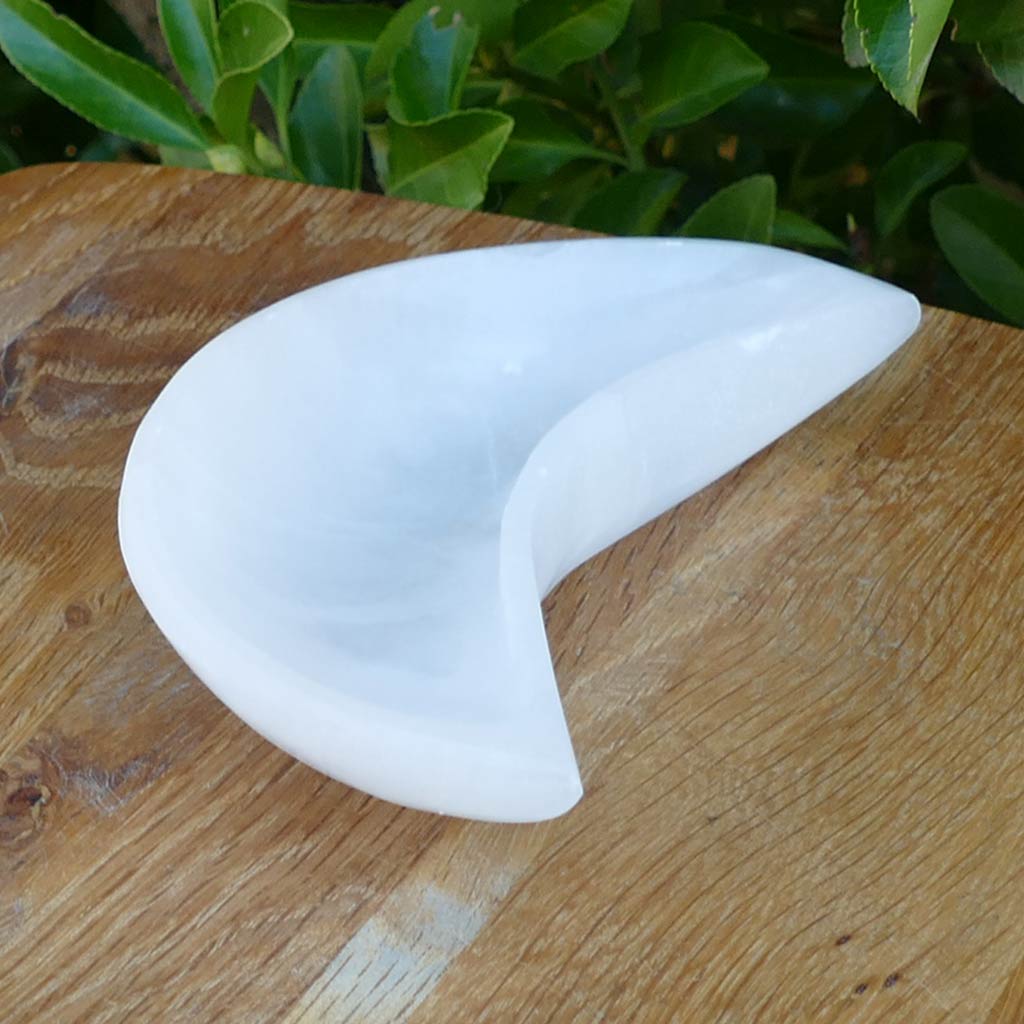 Selenite Cleansing Trinket Bowl Moon Shaped