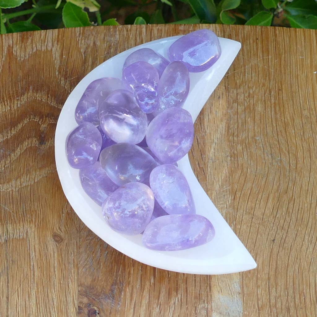 selenite trinket bowl with gemstones