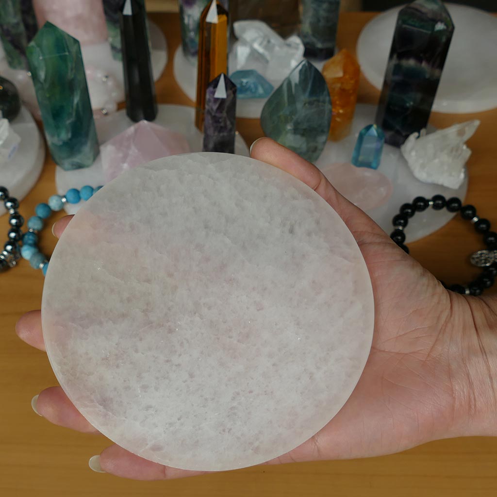 large selenite crystal charging plate