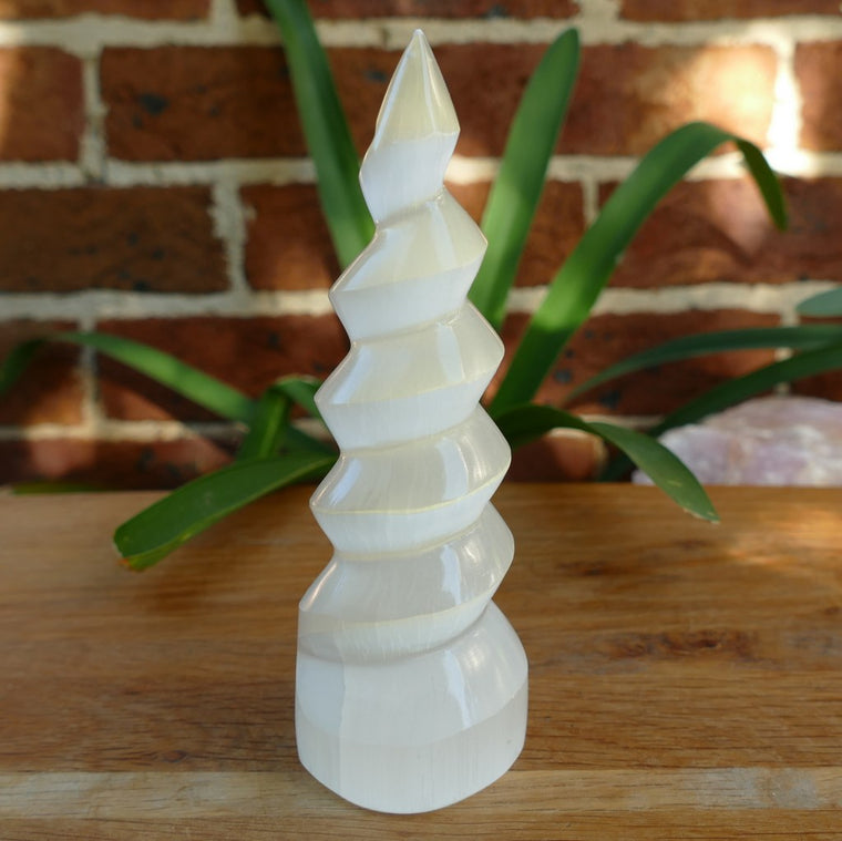 selenite spiral unicorn horn