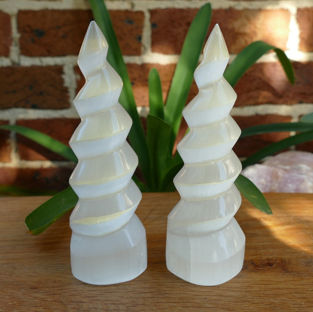 selenite spiral unicorn horn