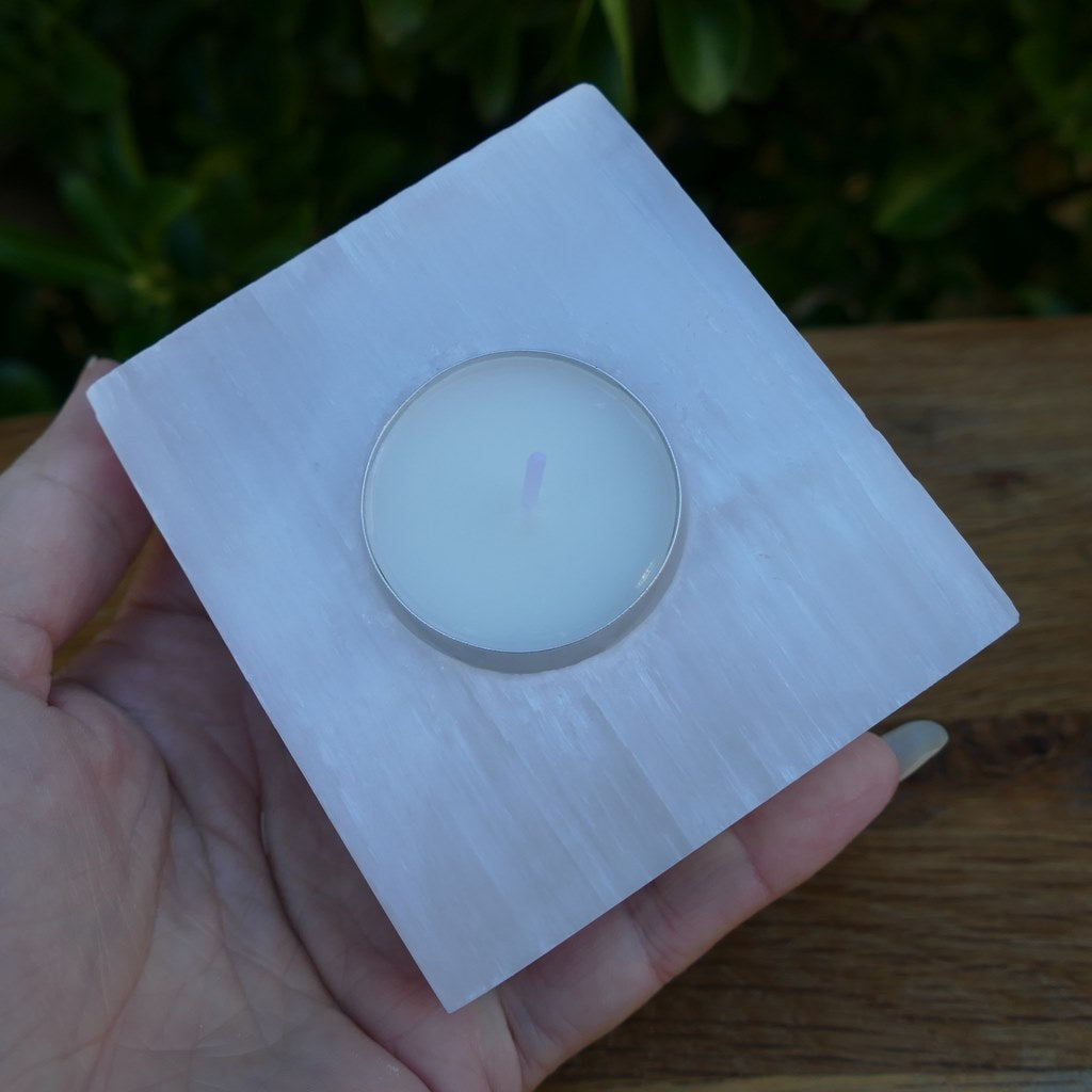 Selenite Tealight Candle Holder