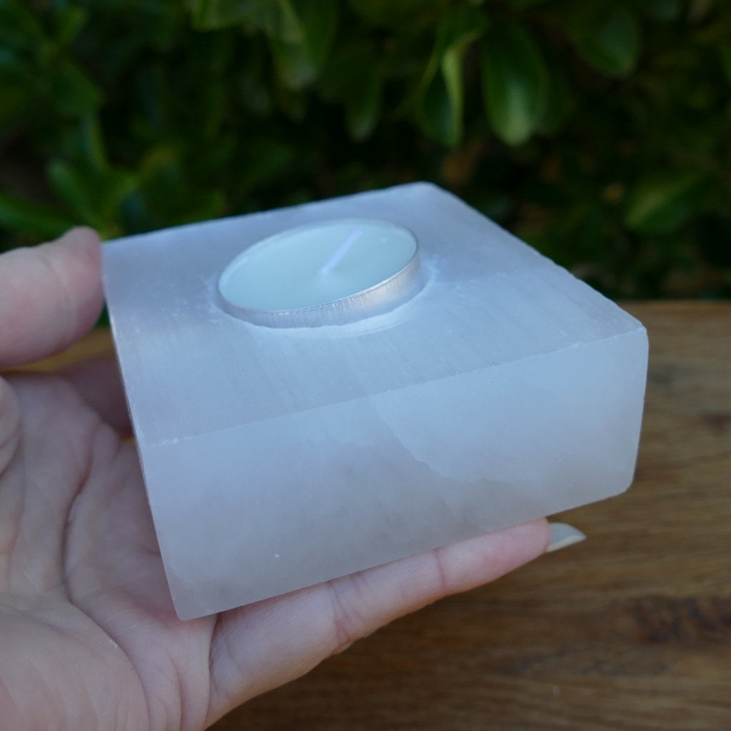 Selenite Tealight Candle Holder