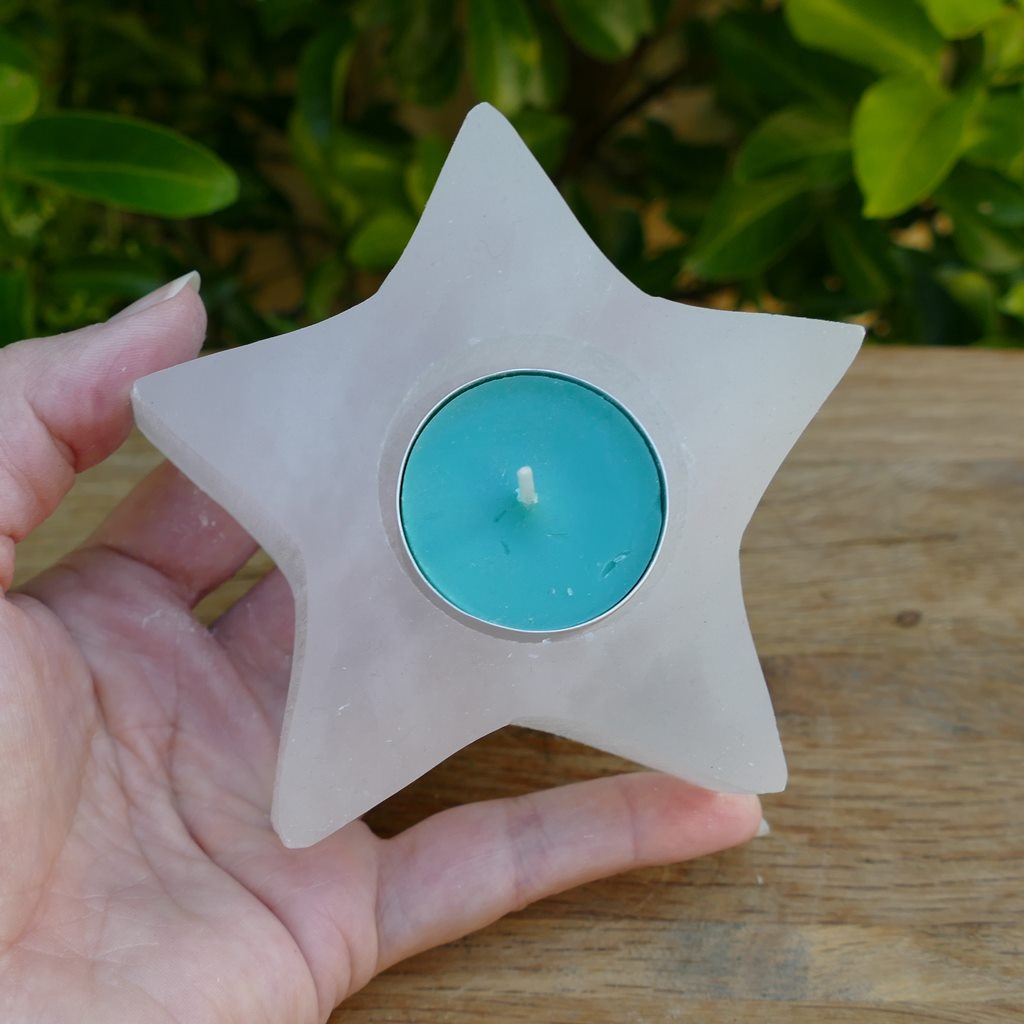 Selenite Star Tealight Candle Holder