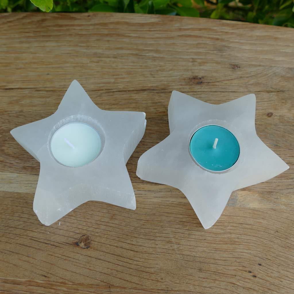 Selenite Star Tealight Candle Holder