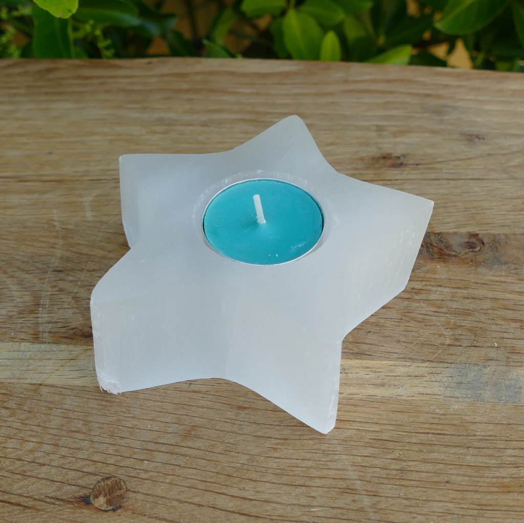 Selenite Star Tealight Candle Holder