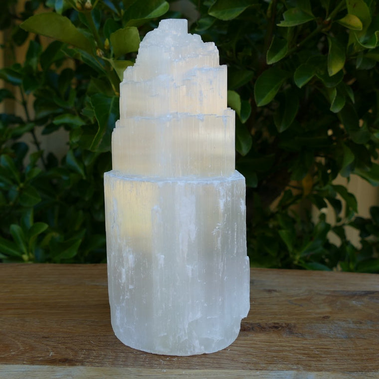 selenite tower lamp 20cm