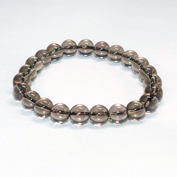8mm Smoky Quartz Beaded Bracelet - Unisex Stretch Crystal Jewellery for Grounding and Protection