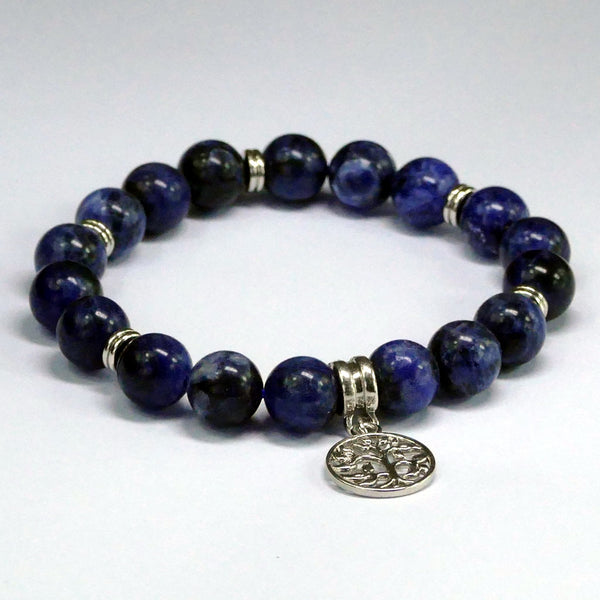Sodalite Bracelet Tree of Life Charm 10mm