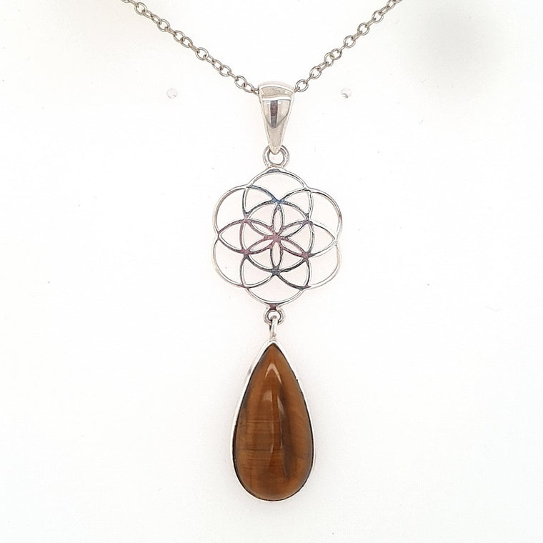 tiger eye seed of life pendant
