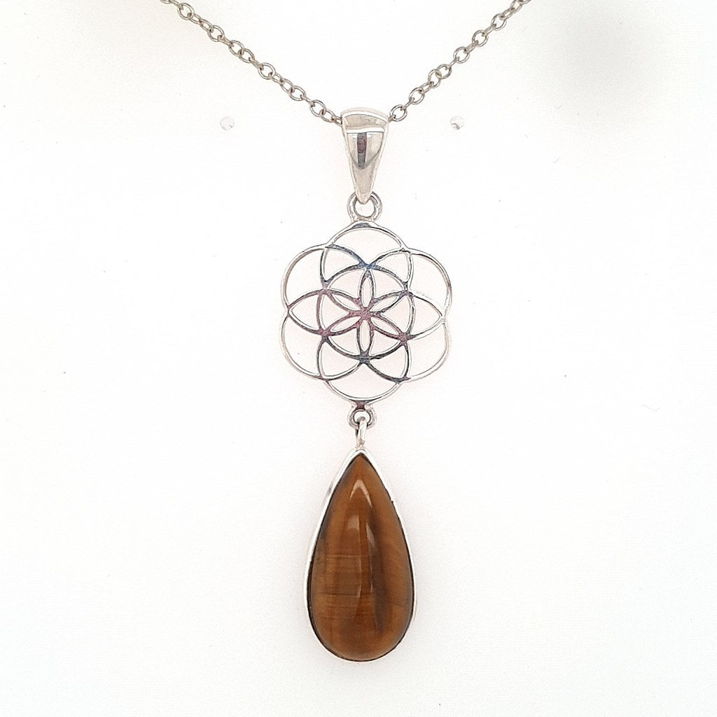 tiger eye seed of life pendant