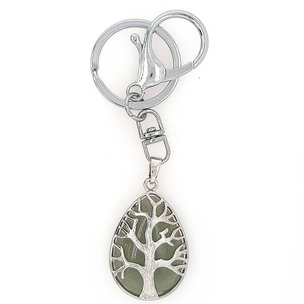 Tree of Life Crystal Keyrings with Natural Healing Crystals