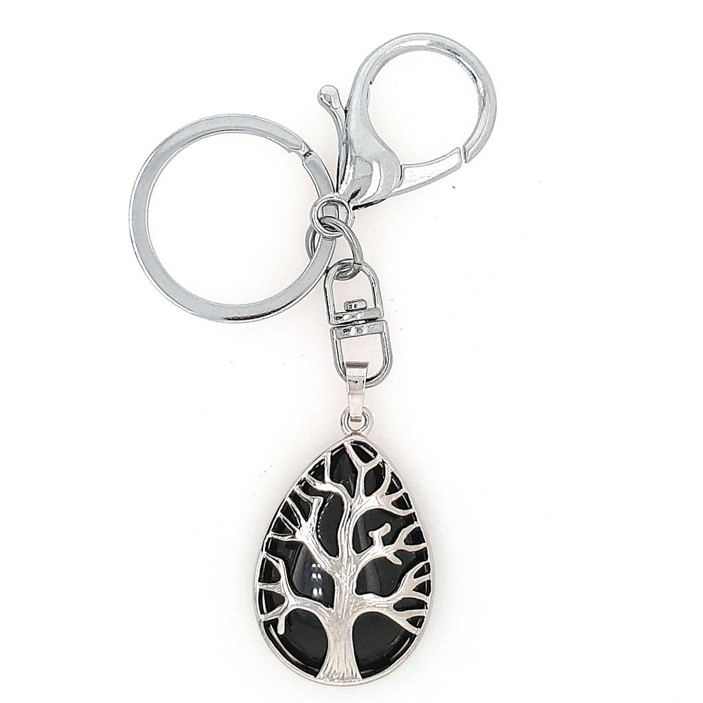 Tree of Life Crystal Keyrings with Natural Healing Crystals