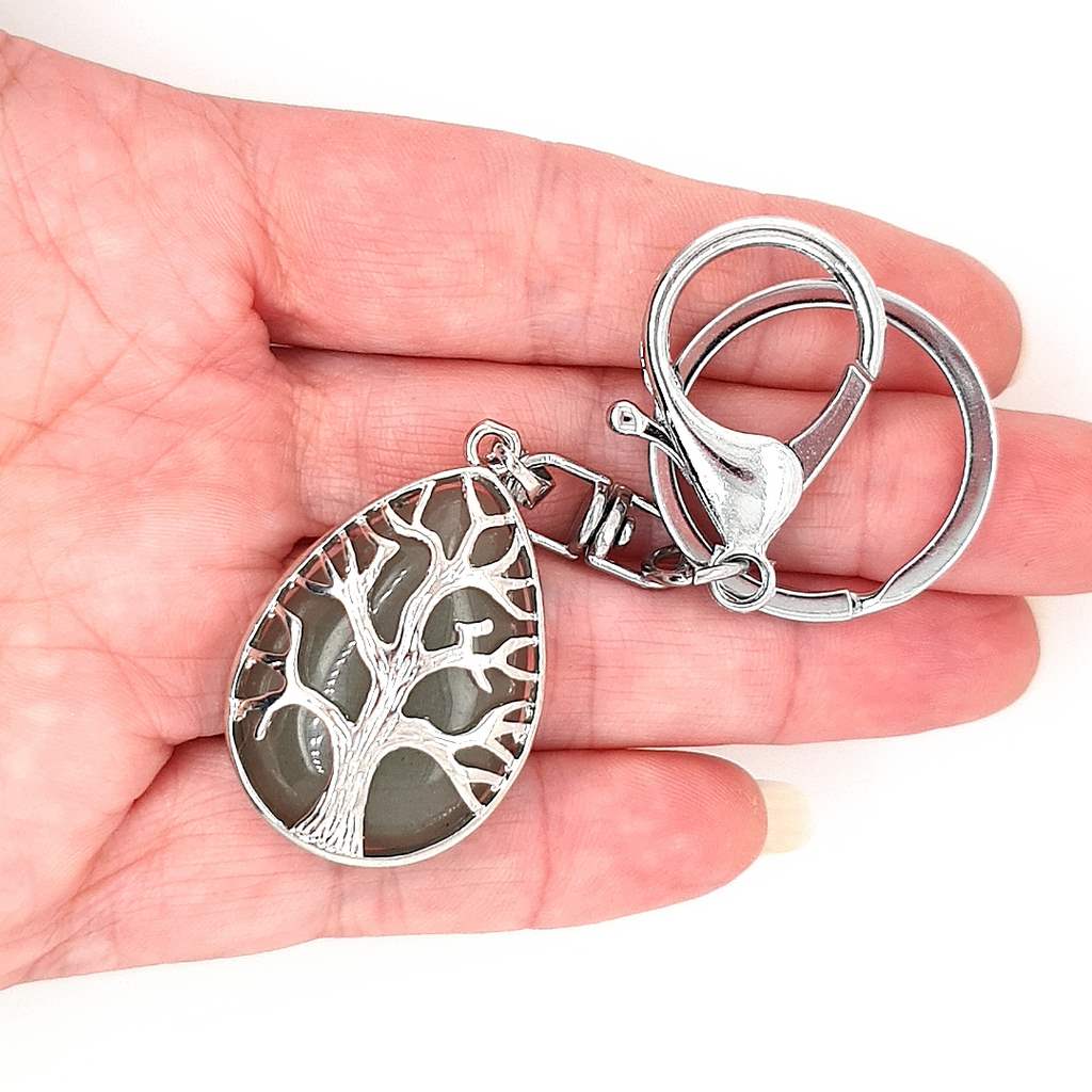 Tree of Life Crystal Keyrings with Natural Healing Crystals