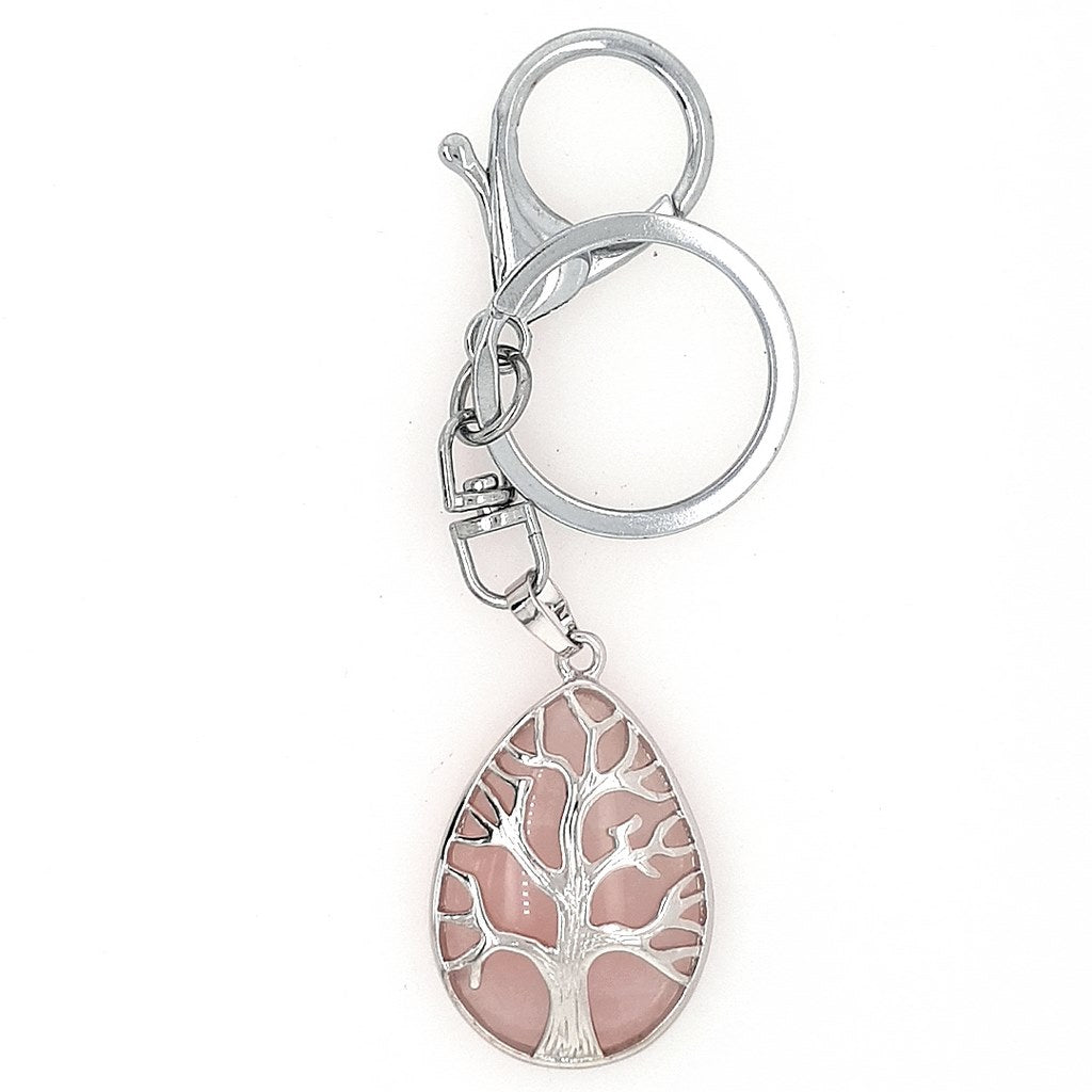 Tree of Life Crystal Keyrings with Natural Healing Crystals